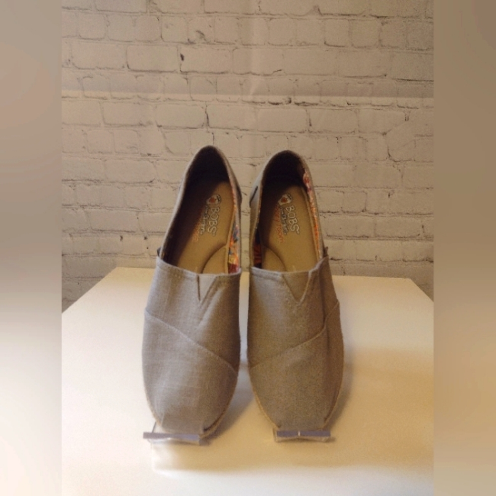 Skechers Women's Bobs Slip on Shoes (Taupe) - Size 9